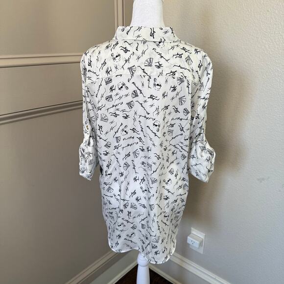 NWT KARL LAGERFELD PARIS Women's Soft Everyday Roll-Sleeve Blouse Size L - Picture 5 of 12